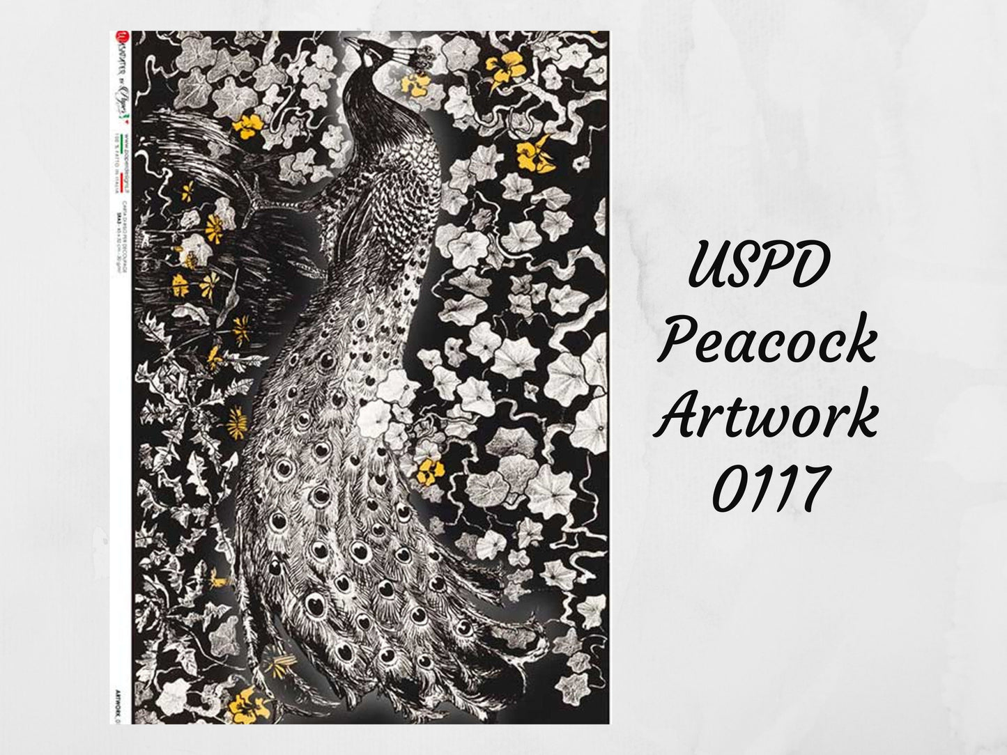 Peacock Artwork 0117 | Rice Paper Decoupage | Paper Designs | A4