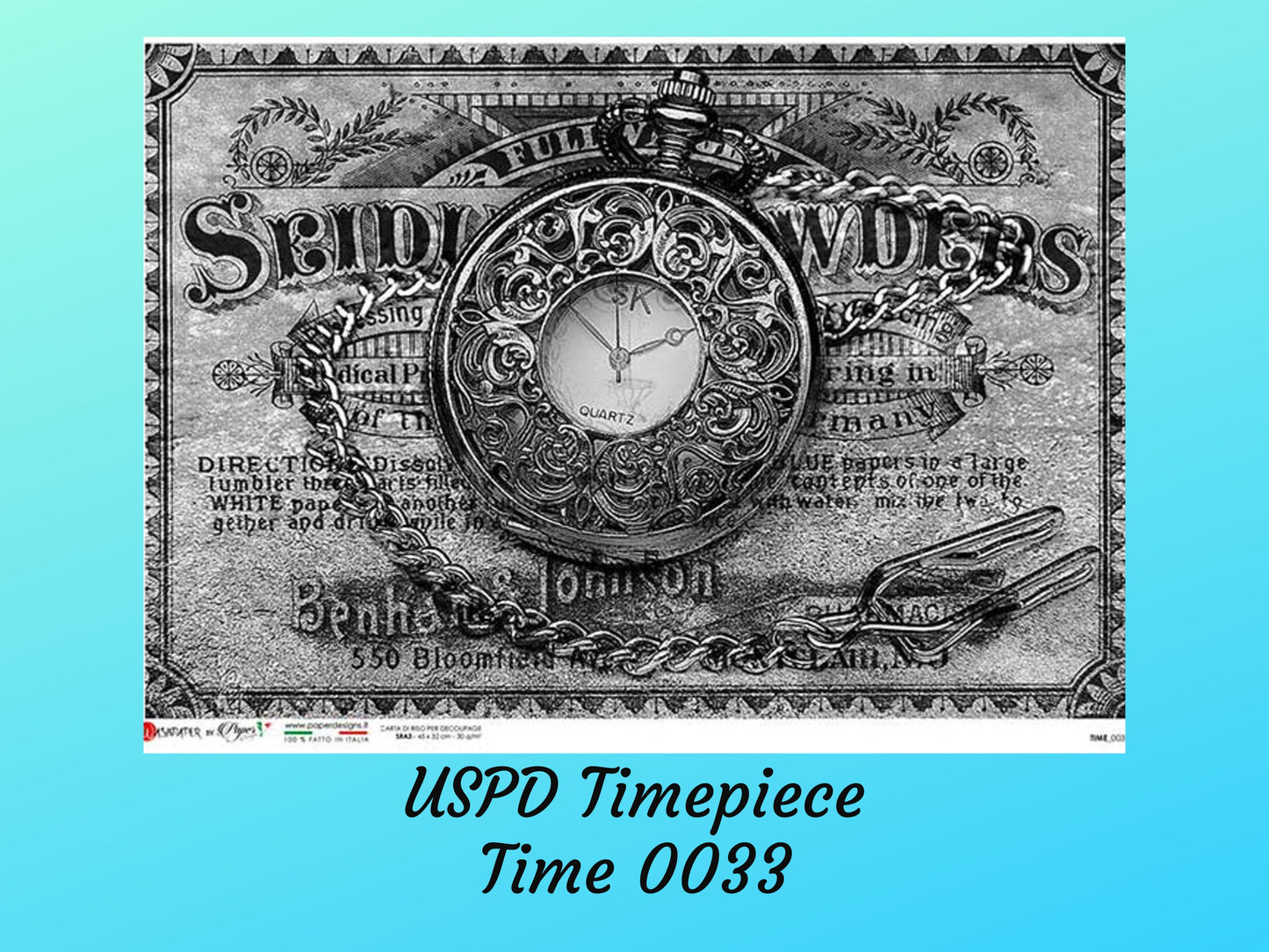 Timepiece Gray 0033 | Rice Paper Decoupage | Paper Designs | A4