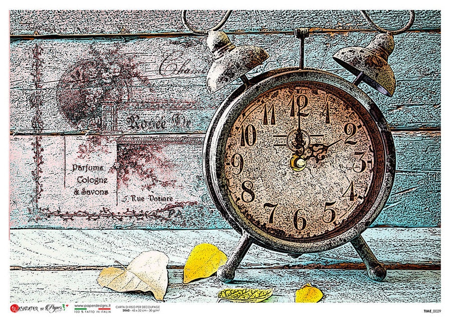 Alarm Clock Time 0029 | Rice Paper Decoupage | Paper Designs | A4