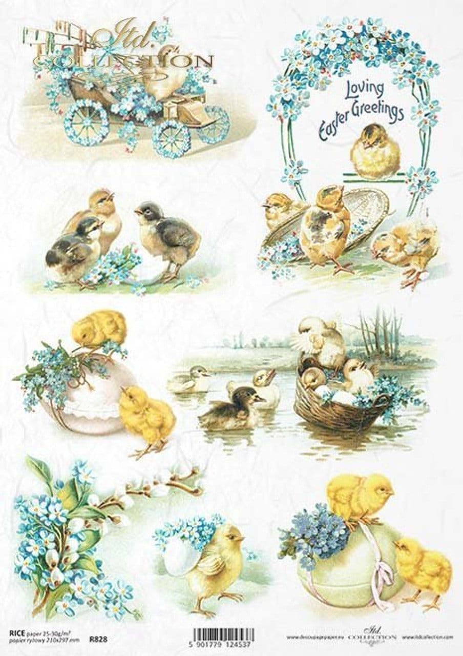 Mini Easter Greetings | Rice Paper Decoupage | ITD Collection R0828 | A4