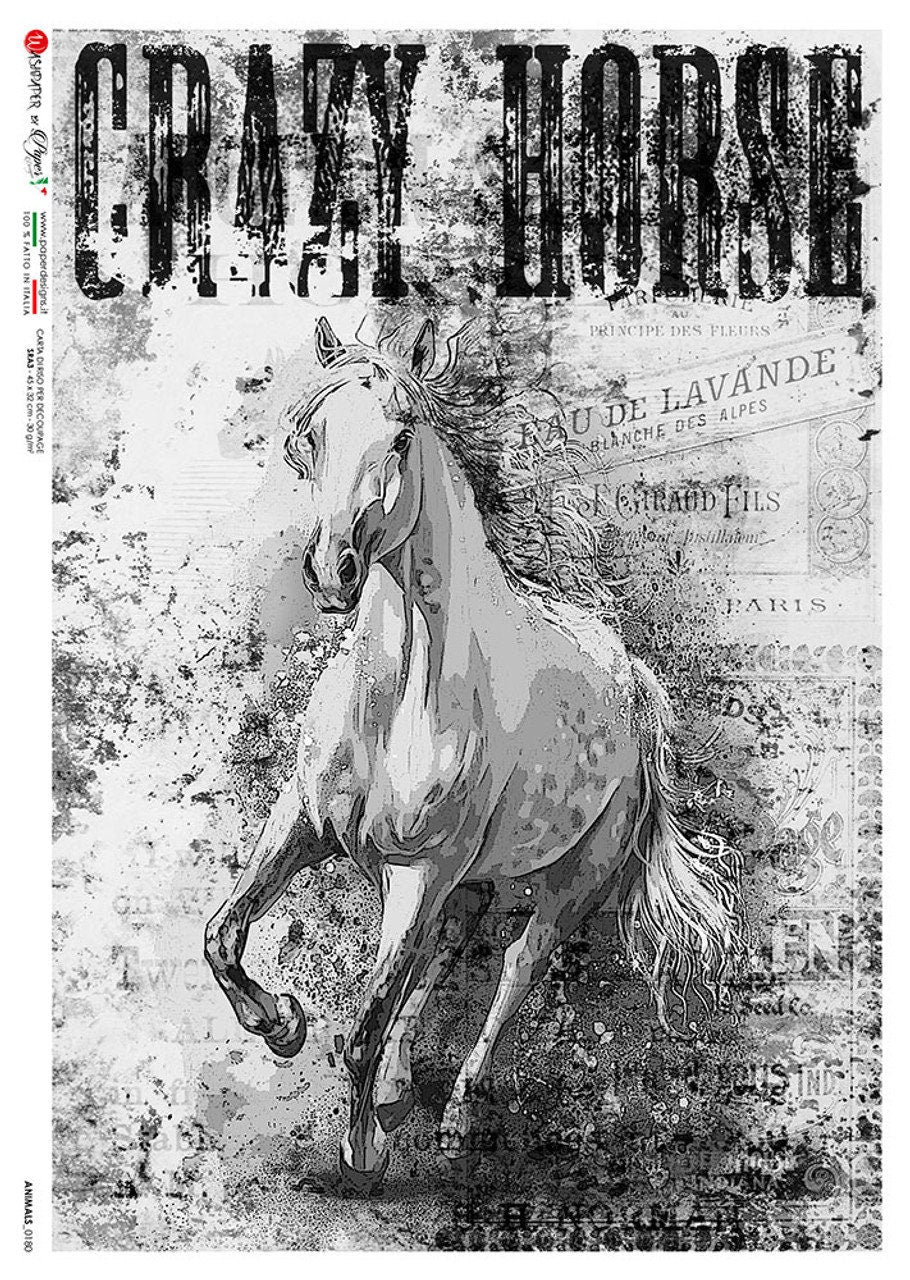Crazy Horse II | Rice Paper Decoupage | US Paper Designs Animals 0180 | 2 Sizes
