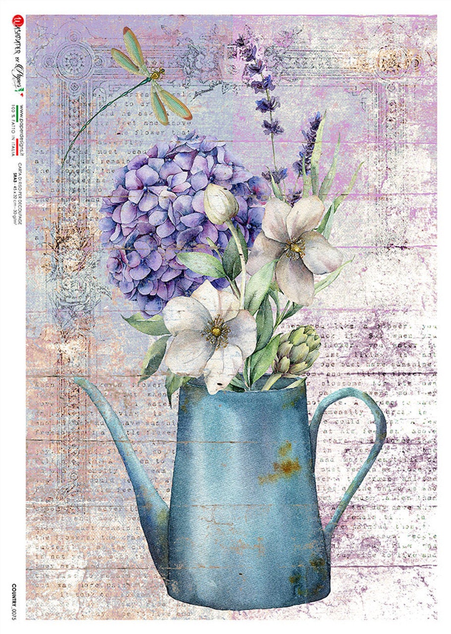 Purple Flowers in Vase | Rice Paper Decoupage | Paper Designs Country 0075 | A4