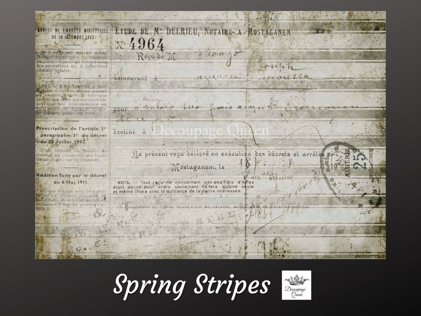 Spring Stripes | Rice Paper Decoupage | Decoupage Queen | 2 Sizes