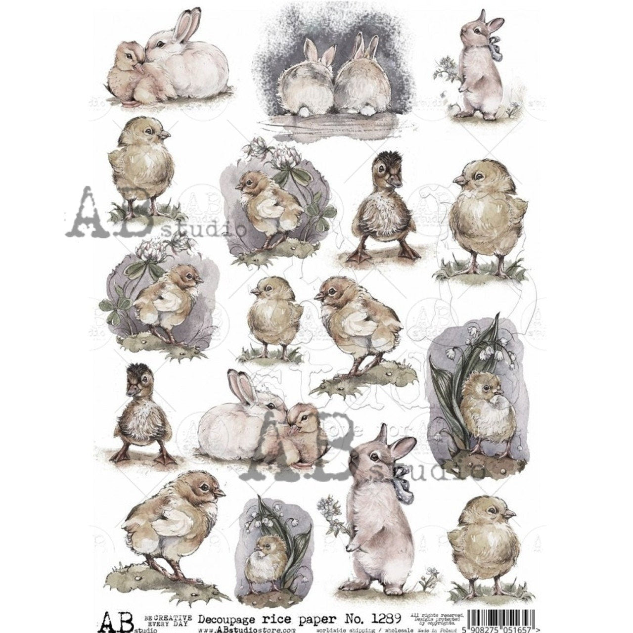 Easter Watercolor Singles 1289 | Rice Paper Decoupage | AB Studios | A4