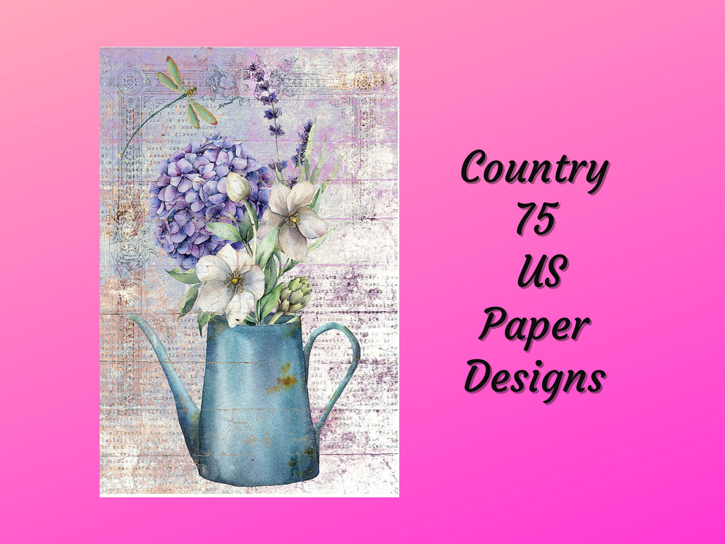 Purple Flowers in Vase | Rice Paper Decoupage | Paper Designs Country 0075 | A4