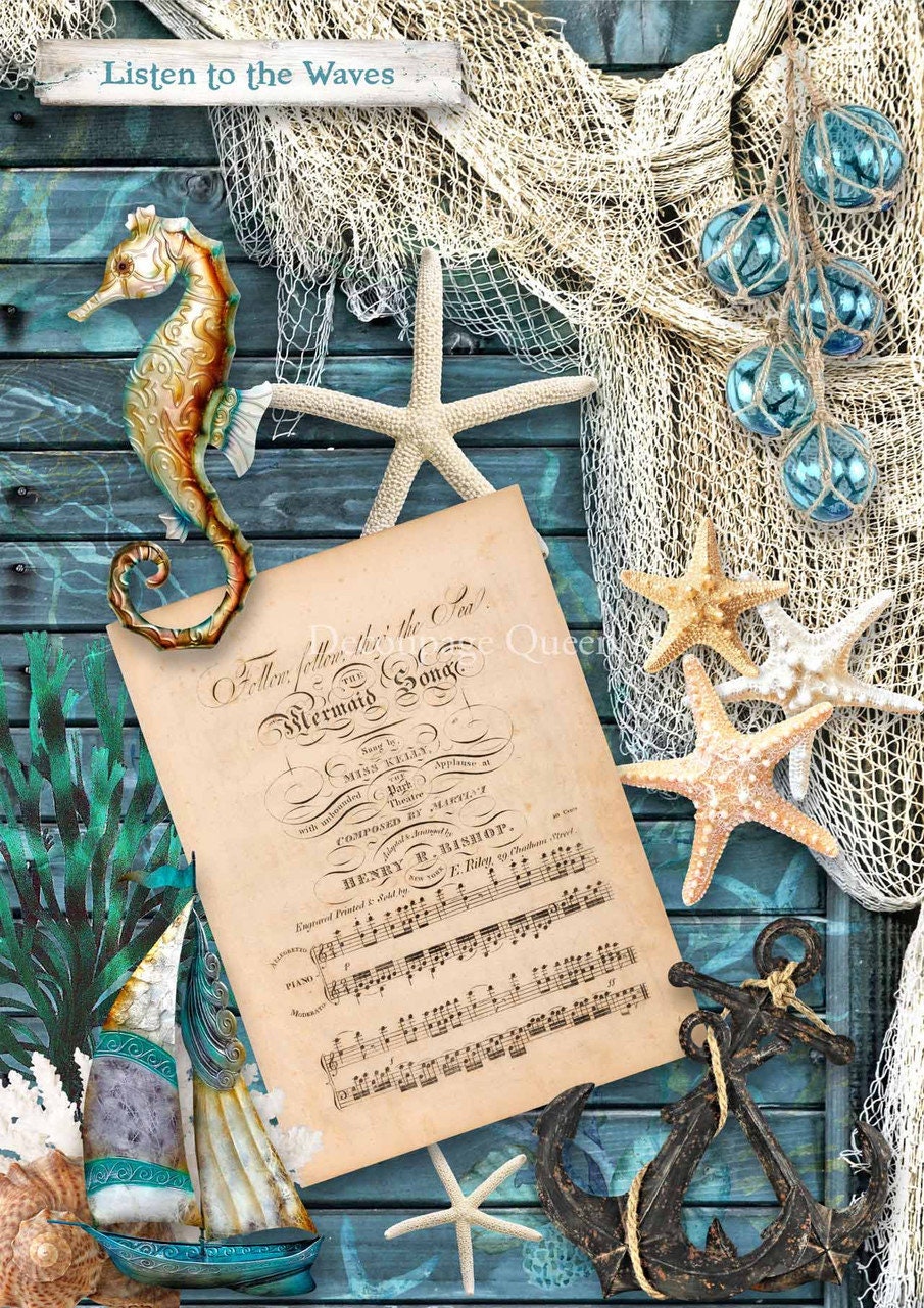 Mermaid Song | Rice Paper Decoupage | Decoupage Queen | A3