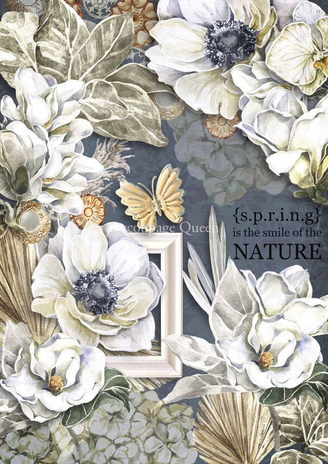 Sugar Magnolia | Rice Paper Decoupage | Decoupage Queen | A2 and A1