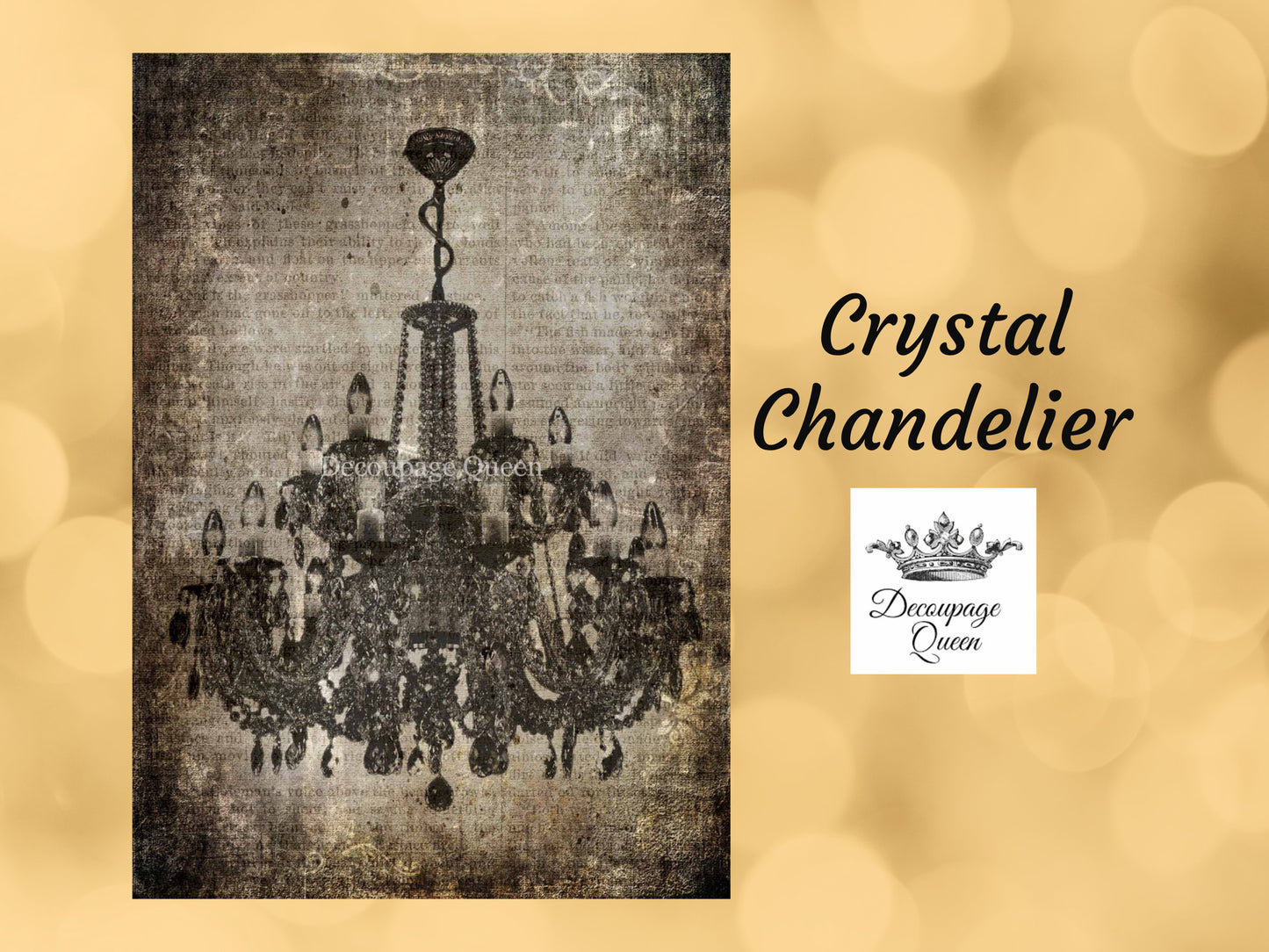 Crystal Chandelier | Rice Paper Decoupage | Decoupage Queen | A2 16.5" x 23.4"