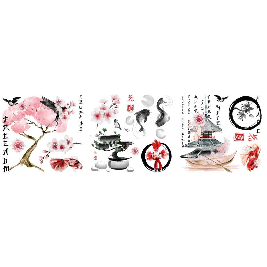 Sakura | Rub On Furniture Transfers | Hokus Pokus | Furniture Decals | Petite Transfer | 3 Sheets