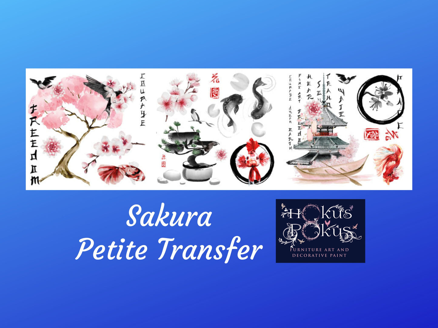 Sakura | Rub On Furniture Transfers | Hokus Pokus | Furniture Decals | Petite Transfer | 3 Sheets