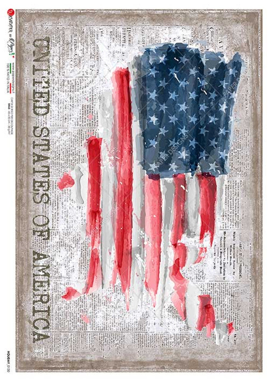 Watercolor Map | Rice Paper Decoupage | Paper Designs 0130 | Decoupage Paper | A4 & A3