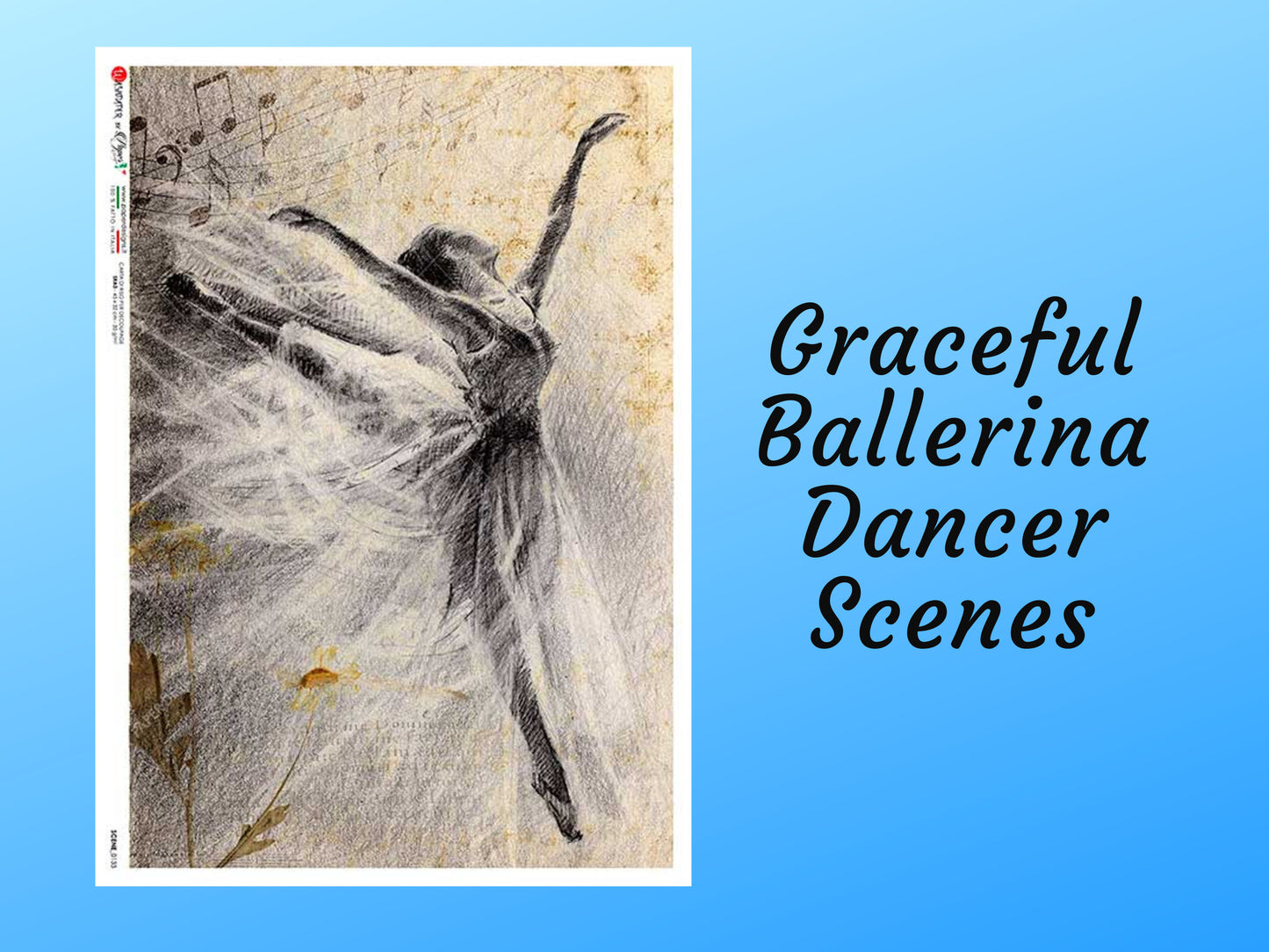 Graceful Ballerina Scenes 0133 | Rice Paper Decoupage | Paper Designs | A4