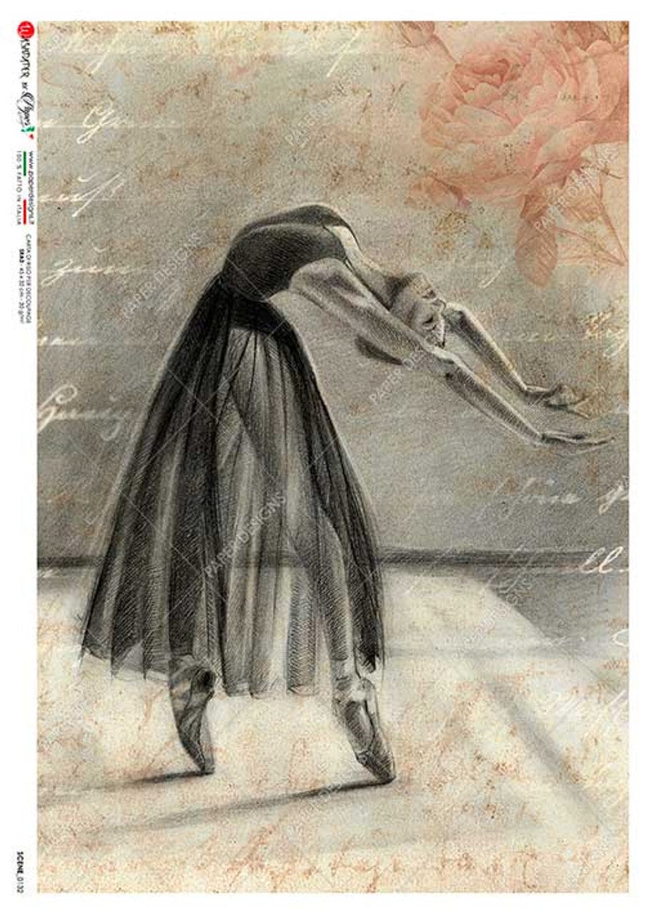 Graceful Ballerina Dancer | Rice Paper Decoupage | Paper Designs Scenes 0132 | A4