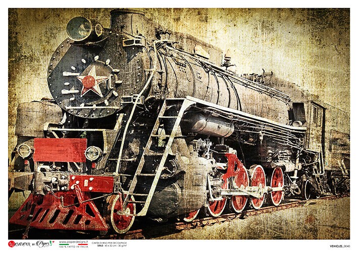 Vehicles 0040 | Steam Trail | Rice Paper Decoupage | A2 & A1