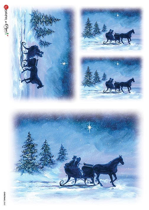 Dashing Through The Snow | Rice Paper Decoupage | Paper Designs 0060 | A4