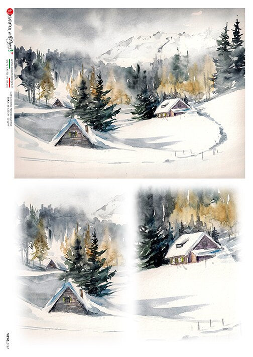 Snowy Landscape Scene | Rice Paper Decoupage | Paper Designs Views 0167 | A4
