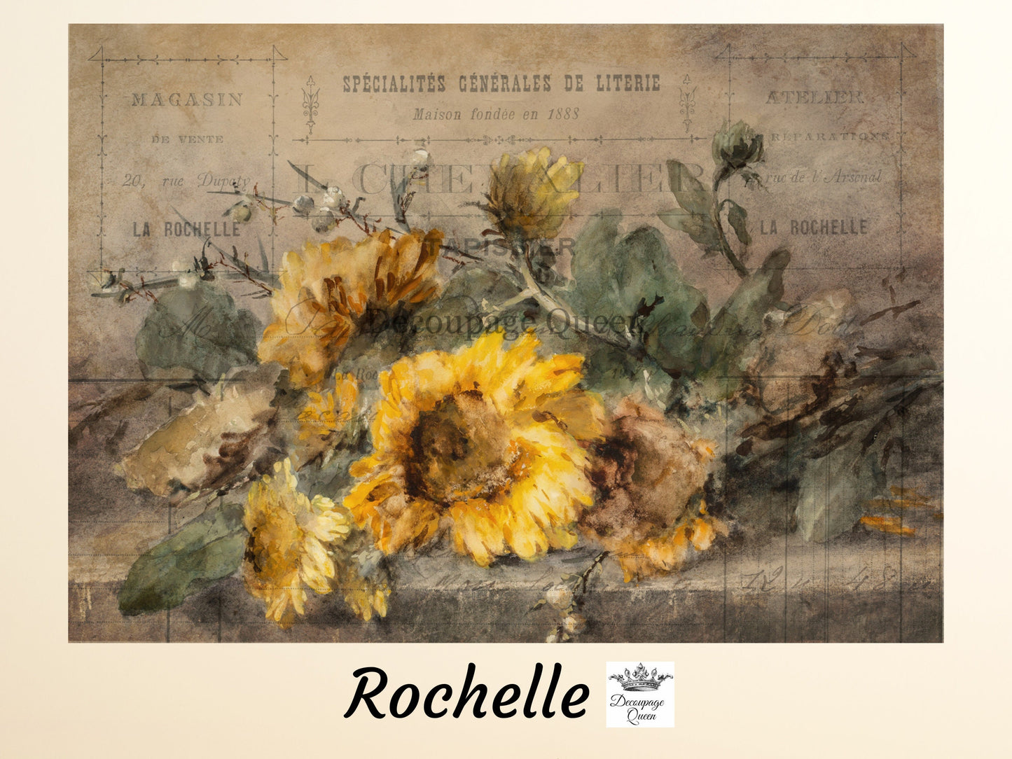 Rochelle | Rice Paper Decoupage |Decoupage Queen | Sizes A4 & A3