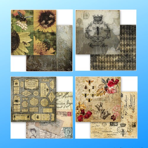 Queen Bee Collection 12 x 12 Paper Pack | Decoupage Queen | 12 Pages, 24 Designs | Scrapbook Paper