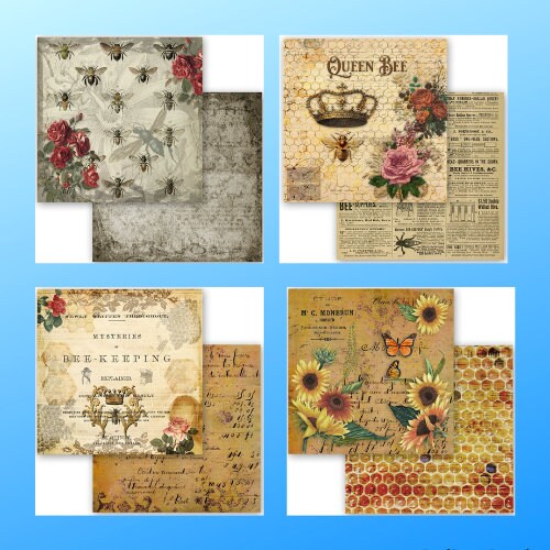 Queen Bee Collection 12 x 12 Paper Pack | Decoupage Queen | 12 Pages, 24 Designs | Scrapbook Paper