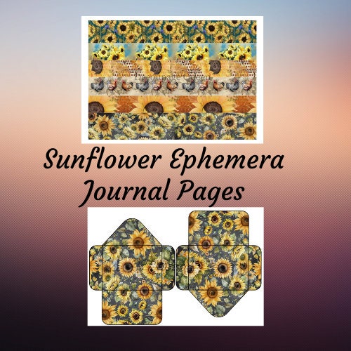 Sunflower Ephemera Journal | Decoupage Queen | 10 Pages | Journaling Paper