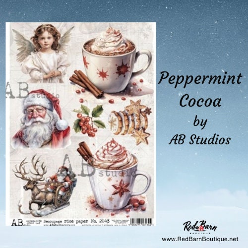 Peppermint Cocoa | Rice Paper Decoupage | AB Studios | A4