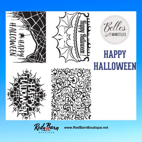 Happy Halloween | Dixie Belle Paint | Belles and Whistles | 4 Stencils In One | 10mil | 4 Designs - 7 "x 9" each