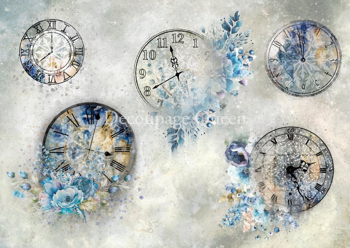 Frozen In Time | Rice Paper Decoupage | Dainty and The Queen | Decoupage Queen | Mixed Media | A4