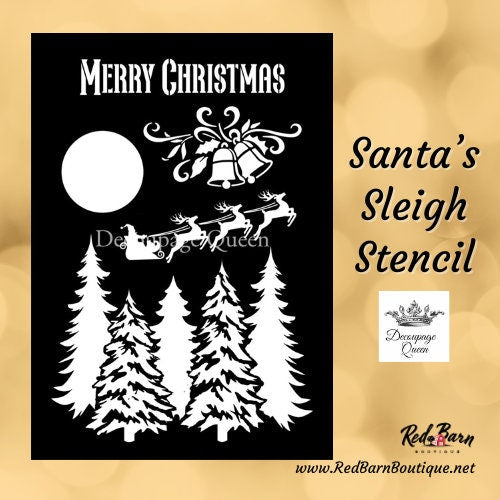 Santa's Sleigh | Decoupage Queen | Stencil For Crafting | Size A4 | 10mil
