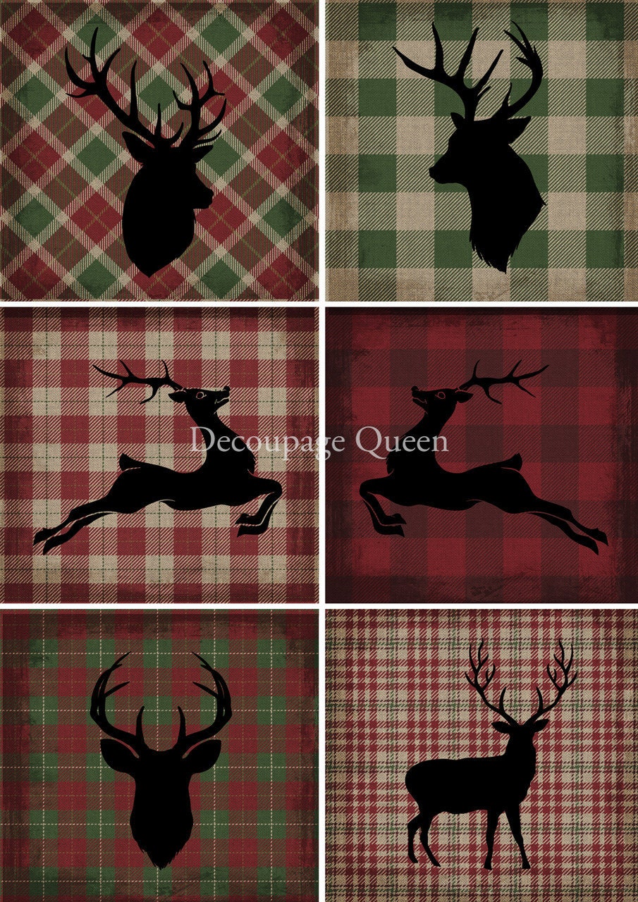 Christmas Plaid | Rice Paper Decoupage | Decoupage Queen | Bundle and Save | A4