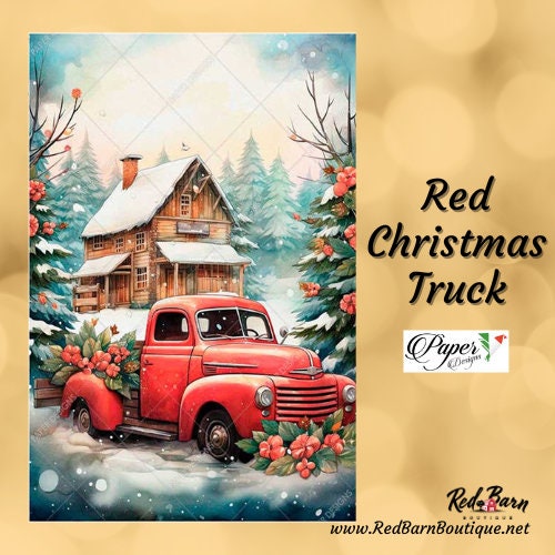 Red Christmas Truck | Rice Paper Decoupage | IS Paper Designs 0065 | A4