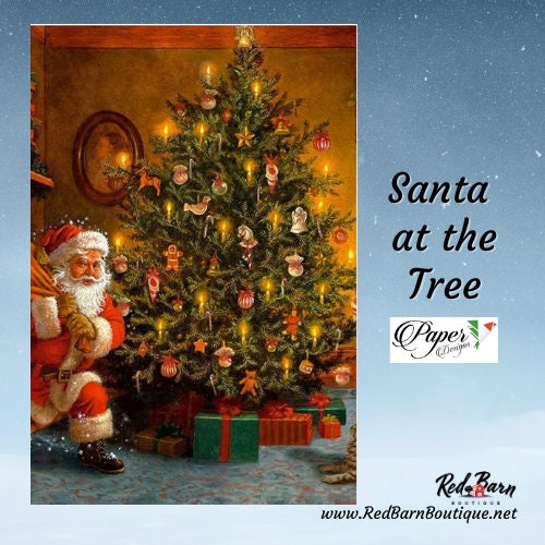 Santa at the Tree | Rice Paper Decoupage | US Paper Designs | Christmas 0348 | A4