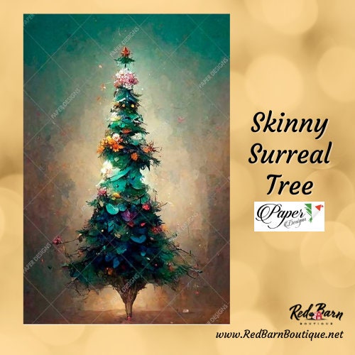 Skinny Surreal Tree | Rice Paper Decoupage | US Paper Designs | Christmas 0354 | A4