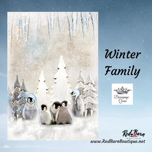 Winter Family | Rice Paper Decoupage | Decoupage Queen | 2 Sizes
