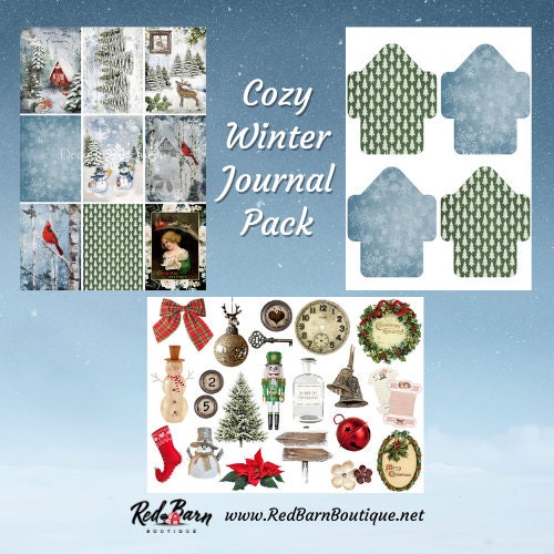 Cozy Winter Journal Pack | Decoupage Queen | Journaling or Scrapbooking | Double Sided Pages