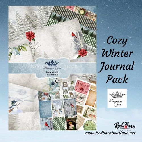 Cozy Winter Journal Pack | Decoupage Queen | Journaling or Scrapbooking | Double Sided Pages