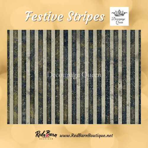 Festive Stripes | Rice Paper Decoupage | Decoupage Queen | Dainty and The Queen | 2 Sizes