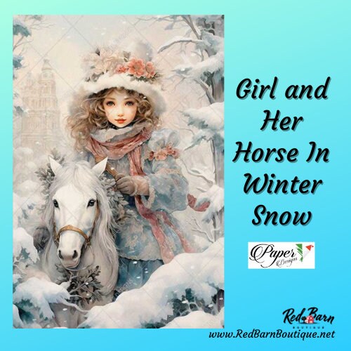 Girl and Horse In Winter Snow | Rice Paper Decoupage | US Paper Designs | Scenes 0160 | A4