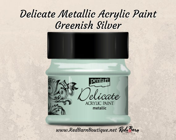 Greenish Silver | Delicate Metallic Acrylic Paint | Metallic | Mixed Media | Pentart | 50ml