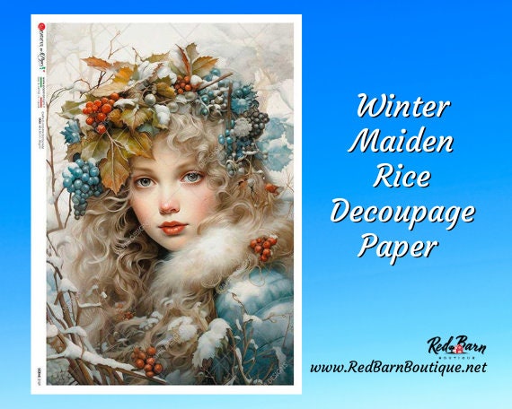 Winter Maiden With Berry Crown | Rice Paper Decoupage | Paper Designs Scene 0159 | A4 Save