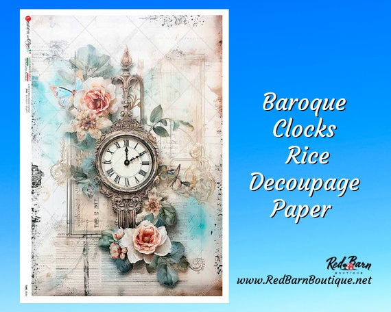 Baroque Clock Collage | Rice Paper Decoupage | Paper Designs Time 0044 | A4