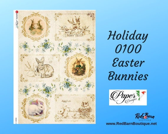 Easter Bunnies | Rice Paper Decoupage | Holiday 0100 | Paper Designs Italy | A4