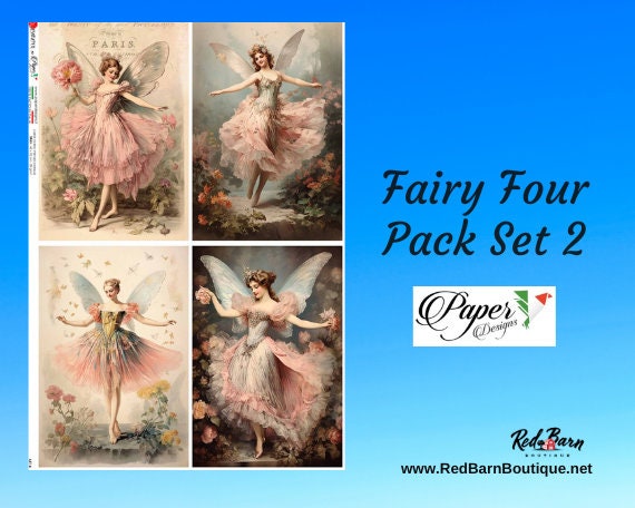 Fairy Four Pack Set 4 | 4 Images | Rice Paper Decoupage | US Paper Designs Set 4 | A4 & A3