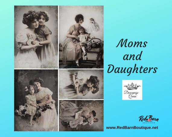 Moms and Daughters | 5 Images | Decoupage Paper | Rice Paper Decoupage | Decoupage Queen | A4 and A3