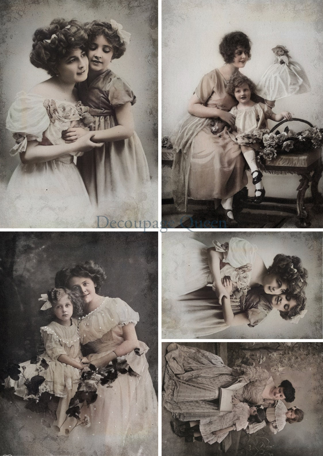 Moms and Daughters | 5 Images | Decoupage Paper | Rice Paper Decoupage | Decoupage Queen | A4 and A3