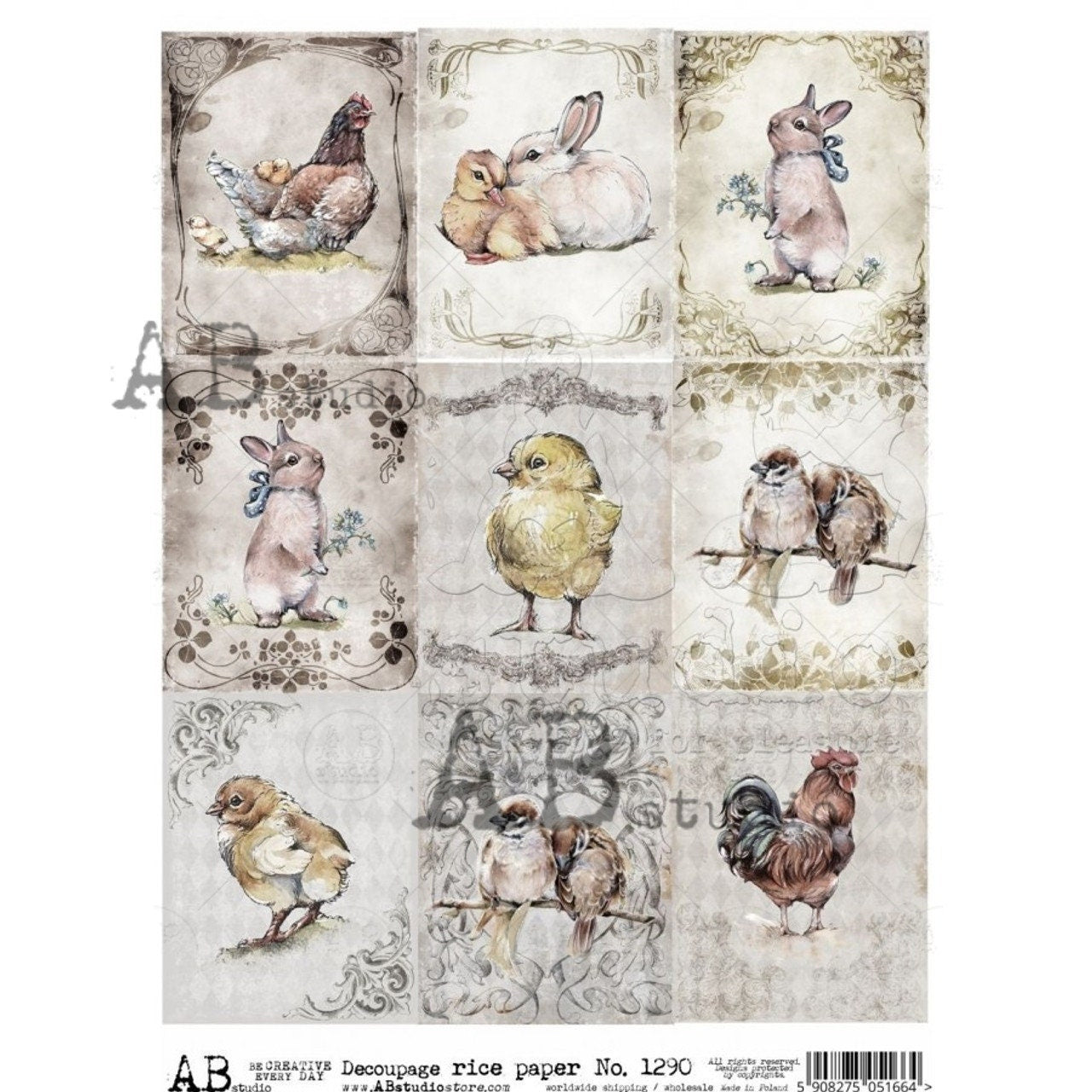 9 Easter Mini Portraits | Paper Decoupage | AB Studios 1290 | A4