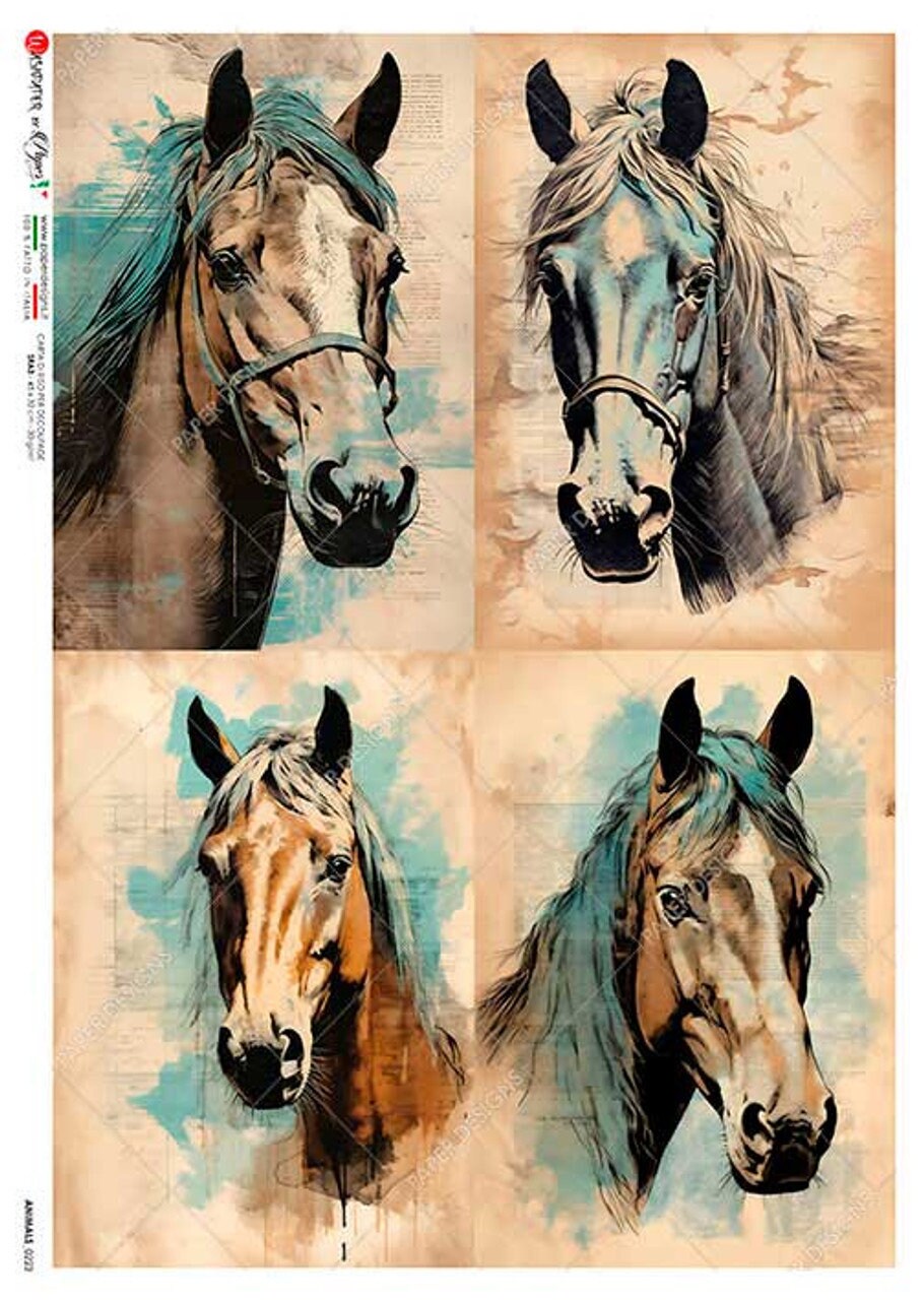Horse Sketches | Rice Paper Decoupage | Animals 0223 | Paper Designs Italy | A4 and A3