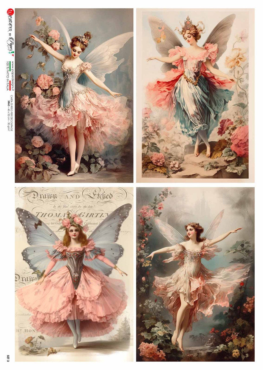 Fairy Four Pack Set 3 | 4 Images | Rice Paper Decoupage | US Paper Designs Set 3 | A4 & A3