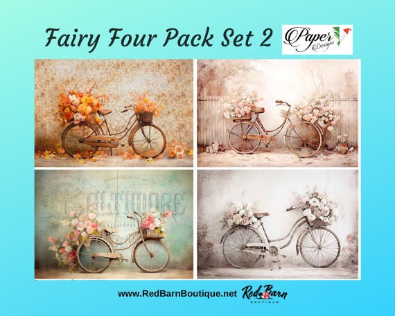 Floral Bicycles 4 Pack | 4 Images | Rice Paper Decoupage | US Paper Designs | A4 & A3