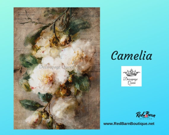Camelia | Rice Paper Decoupage | Decoupage Queen | A2 and A1