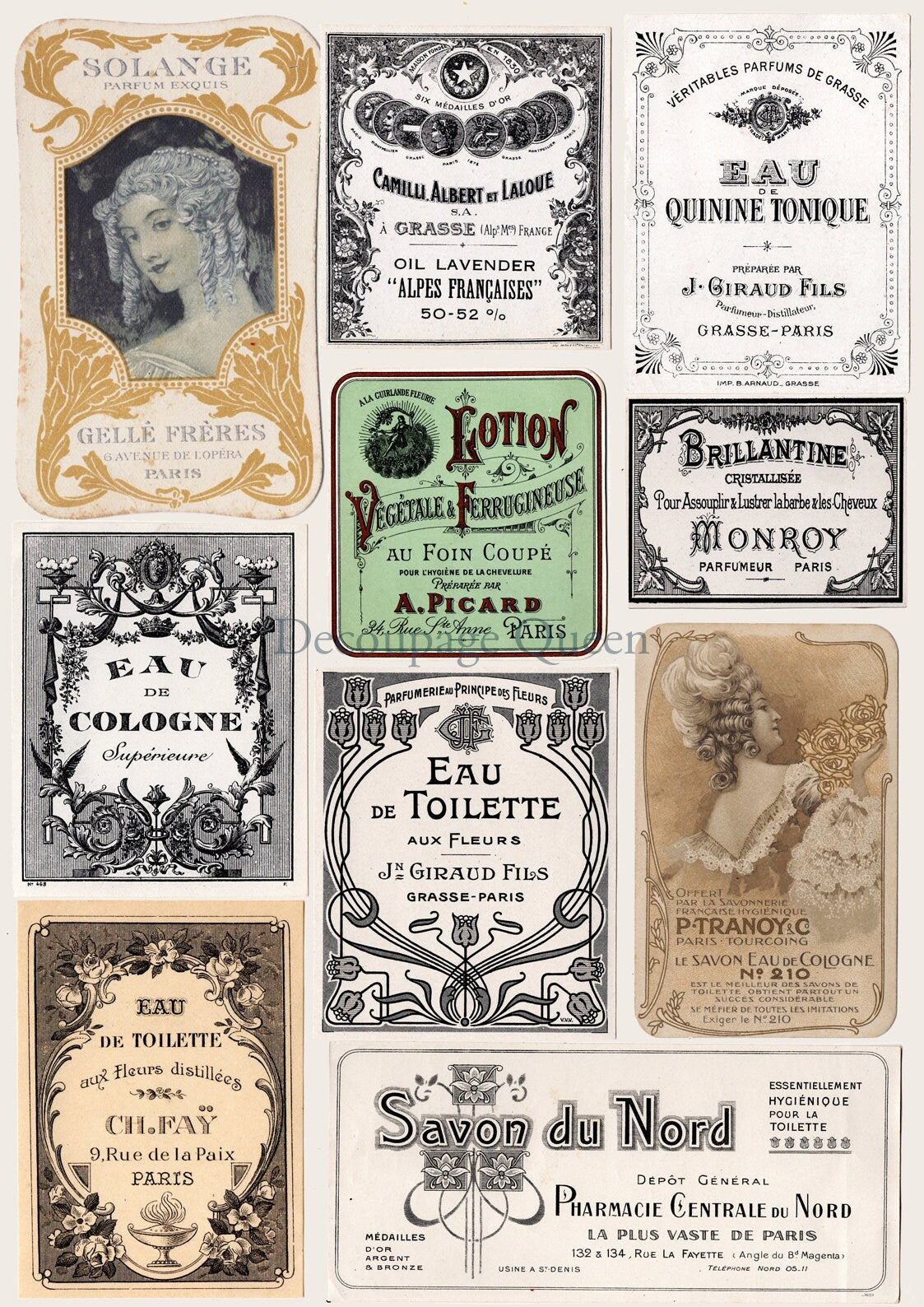 Perfume Labels | Rice Paper Decoupage | Decoupage Queen | A4
